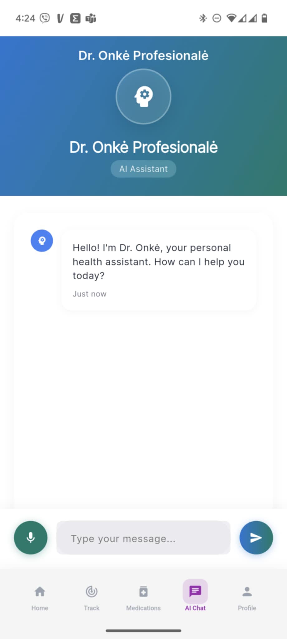 Dr. Onkė Chat Interface - Real conversation showing AI providing medical guidance